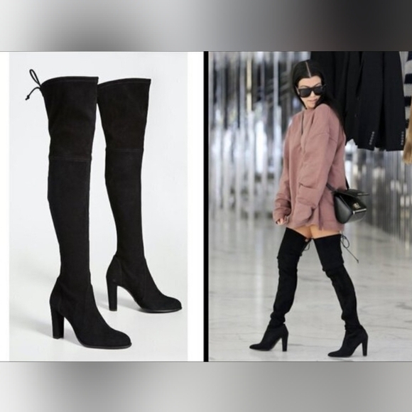 Stuart Weitzman All Legs Suede Leather Thigh High Boots in Black size 9M